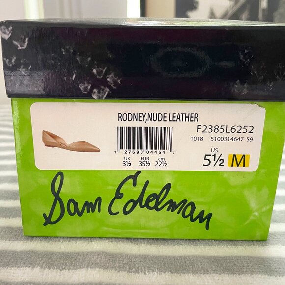 (NWT) Sam Edelman Rodney, Leather, Nude, Pointed Toe, Flats, D'Orsay, Size 5.5 - Picture 4 of 5